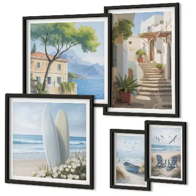 Polittico con cornice viste eleganti sul mare