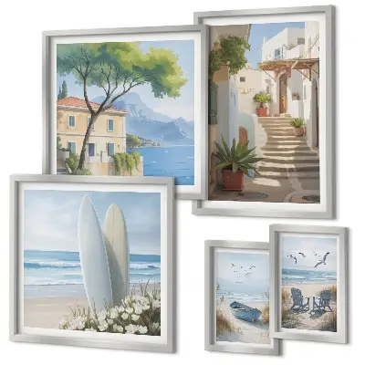 Polittico con cornice viste eleganti sul mare