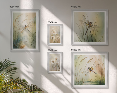 Set di 5 quadri Motivi boho naturalistici con libellule