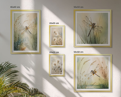 Set di 5 quadri Motivi boho naturalistici con libellule