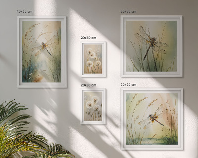 Set di 5 quadri Motivi boho naturalistici con libellule