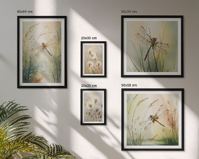 Set di 5 quadri Motivi boho naturalistici con libellule