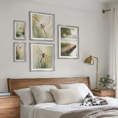 Set di quadri incorniciati paesaggi tranquilli con libellule