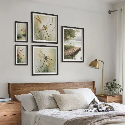 Set di quadri incorniciati paesaggi tranquilli con libellule