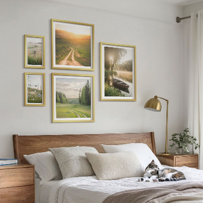 Set di 5 quadri Paesaggi di acqua e vegetazione