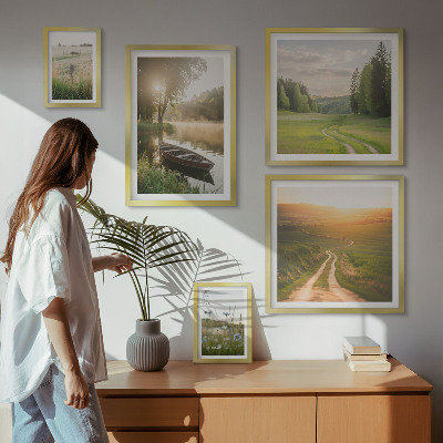 Set di 5 quadri Paesaggi di acqua e vegetazione