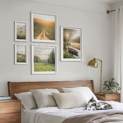 Set di 5 quadri Paesaggi di acqua e vegetazione