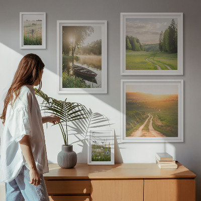 Set di 5 quadri Paesaggi di acqua e vegetazione