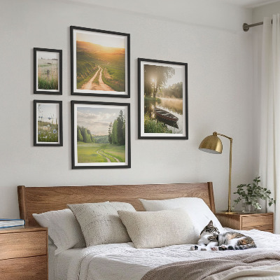 Set di 5 quadri Paesaggi di acqua e vegetazione