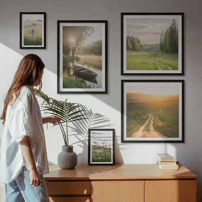 Set di 5 quadri Paesaggi di acqua e vegetazione
