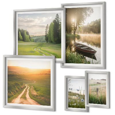 Set di 5 quadri Paesaggi di acqua e vegetazione