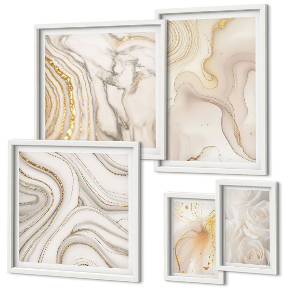 Set di quadri incorniciati Composizioni astratte sui toni del beige