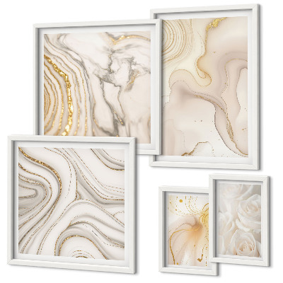 Set di quadri incorniciati Composizioni astratte sui toni del beige
