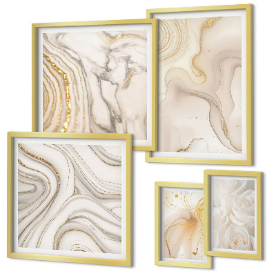 Set di quadri incorniciati Composizioni astratte sui toni del beige