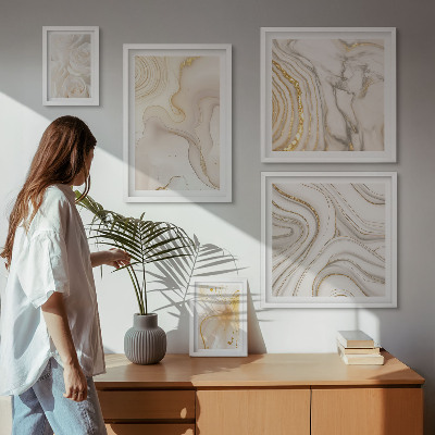 Set di quadri incorniciati Composizioni astratte sui toni del beige