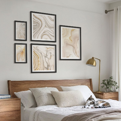 Set di quadri incorniciati Composizioni astratte sui toni del beige