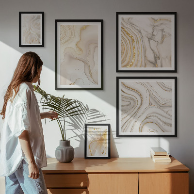 Set di quadri incorniciati Composizioni astratte sui toni del beige