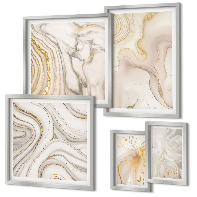 Set di quadri incorniciati Composizioni astratte sui toni del beige
