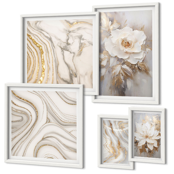 Polittico con cornice Motivi floreali astratti, eleganza