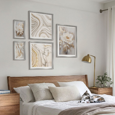 Polittico con cornice Motivi floreali astratti, eleganza