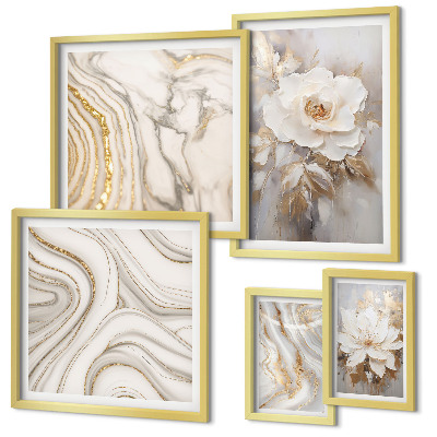 Polittico con cornice Motivi floreali astratti, eleganza