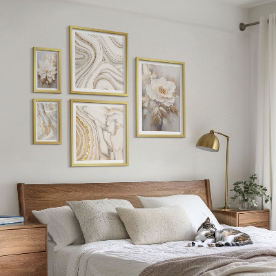 Polittico con cornice Motivi floreali astratti, eleganza