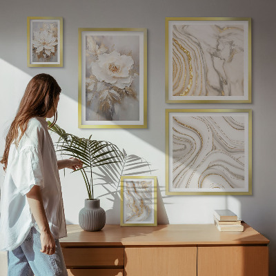 Polittico con cornice Motivi floreali astratti, eleganza