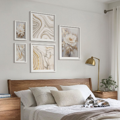 Polittico con cornice Motivi floreali astratti, eleganza