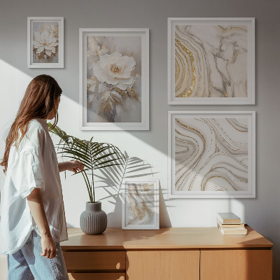 Polittico con cornice Motivi floreali astratti, eleganza