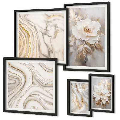 Polittico con cornice Motivi floreali astratti, eleganza