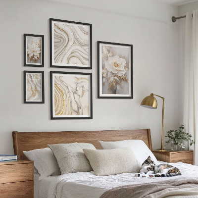 Polittico con cornice Motivi floreali astratti, eleganza