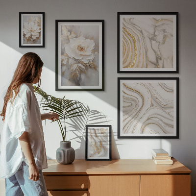 Polittico con cornice Motivi floreali astratti, eleganza
