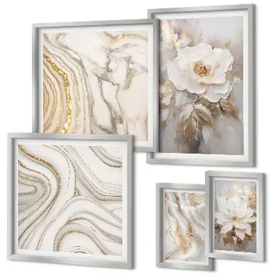 Polittico con cornice motivi floreali astratti ed eleganza