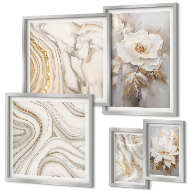 Polittico con cornice Motivi floreali astratti, eleganza