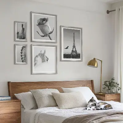 Set di 5 quadri con eleganti immagini in bianco e nero