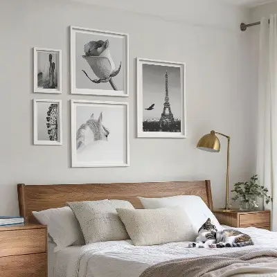 Set di 5 quadri con eleganti immagini in bianco e nero