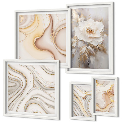 Set di quadri incorniciati Motivi floreali, eleganza astratta