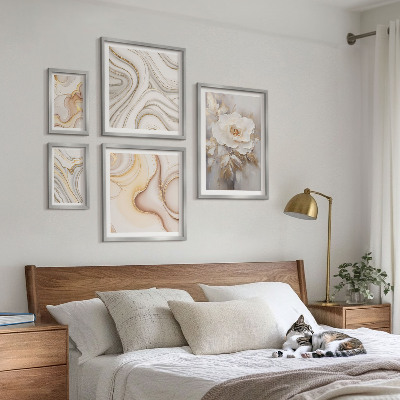 Set di quadri incorniciati Motivi floreali, eleganza astratta