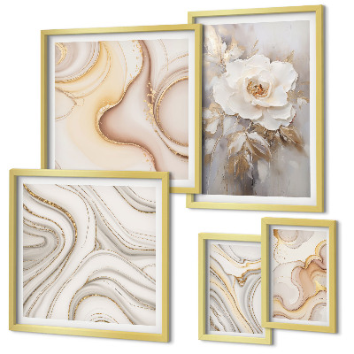 Set di quadri incorniciati Motivi floreali, eleganza astratta