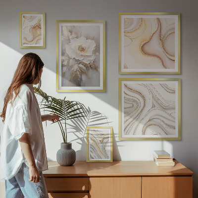 Set di quadri incorniciati Motivi floreali, eleganza astratta