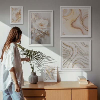 Set di quadri incorniciati Motivi floreali, eleganza astratta