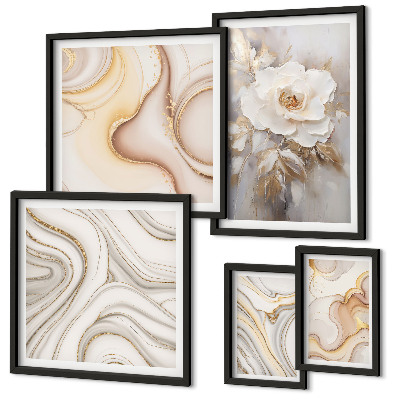 Set di quadri incorniciati Motivi floreali, eleganza astratta