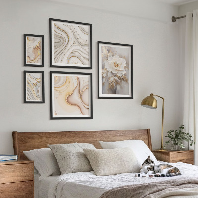 Set di quadri incorniciati Motivi floreali, eleganza astratta