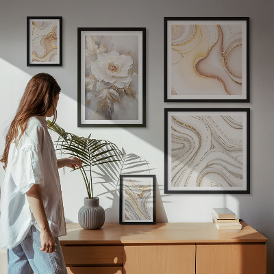 Set di quadri incorniciati Motivi floreali, eleganza astratta