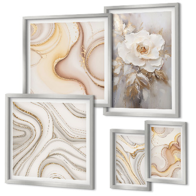 Set di quadri incorniciati Motivi floreali, eleganza astratta