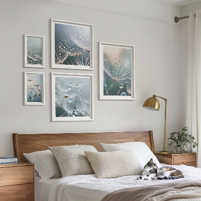 Polittico con cornice Piante minimaliste a forma di goccia di rugiada