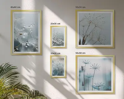Set di 5 quadri con motivi vegetali e gocce d'acqua