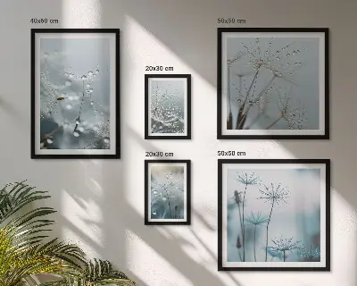 Set di 5 quadri con motivi vegetali e gocce d'acqua