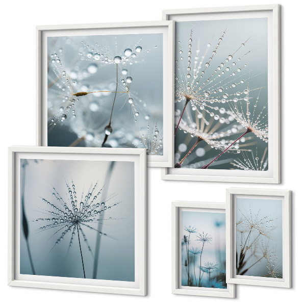 Set di quadri incorniciati Gocce d'acqua sulle piante