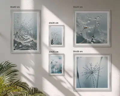 Set di quadri incorniciati con gocce d'acqua sulle piante